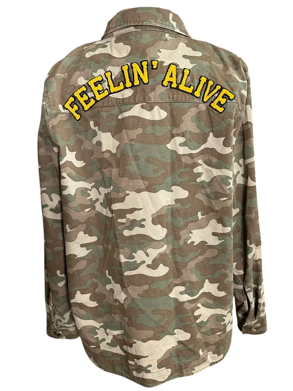 Forever 21 Green Brown Military Field Jacket Up To No Good, Dreamer. Size M - Picture 2 of 13